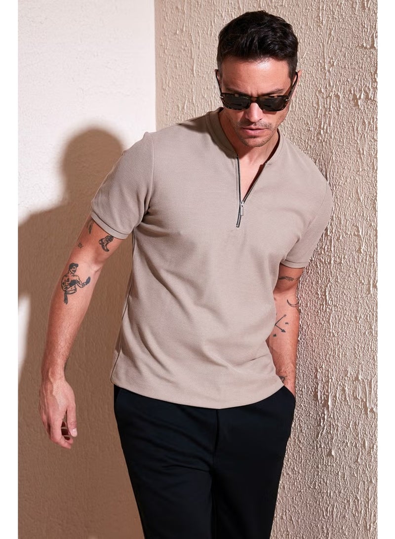 Buratti Cotton Regular Fit Half Zipper T Shirt Men's T Shirt 5902653 - Image 3